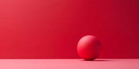 A minimalistic scene featuring a red sphere against a matching red background.
