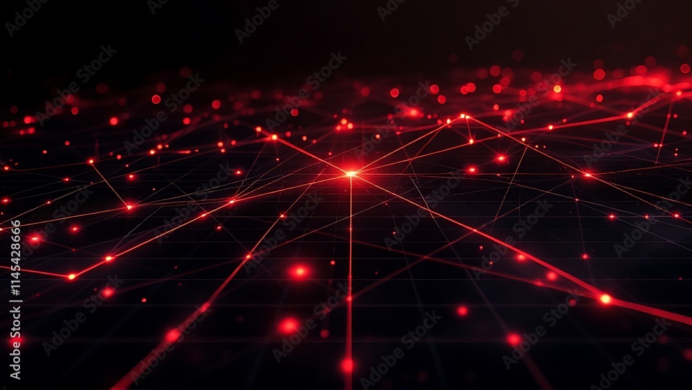 Aufkleber a red and black data visualization grid with glowing effects, combining modern technology, analytics