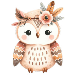 Charming owl illustration whimsical art digital painting cozy environment cute viewpoint nature concept