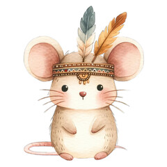Whimsical mouse character with feathers illustration cute animals playful environment close-up view creative concept
