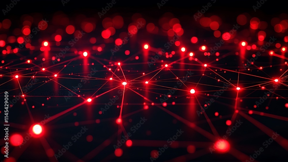 Aufkleber a red and black data visualization grid with glowing effects, combining modern technology, analytics