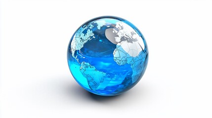 Fototapeta premium Crystal glass globe showing Earth's continents and oceans.