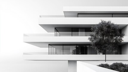 Minimalist Facebook ad template with clean lines and ample white space isolated on a transparent background for real estate marketing