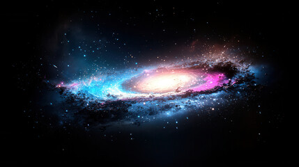 Obraz premium vibrant spiral galaxy glowing in deep space, showcasing stunning colors and cosmic beauty