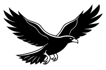 Obraz premium A flying eagle, flat vector design silhouette illustration on white background