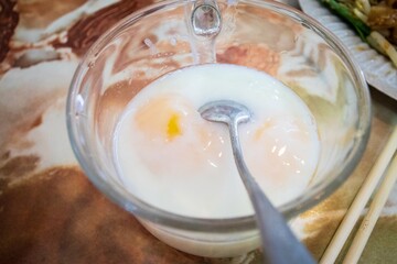Malaysian Style Soft Boiled Eggs in a Glass Cup