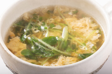 豆苗　卵スープ