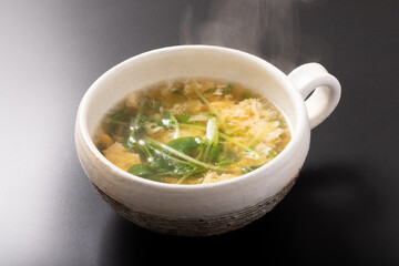 豆苗　卵スープ