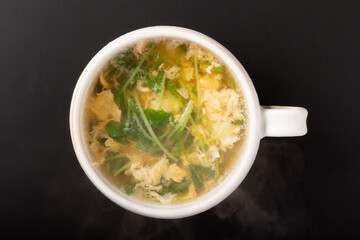 豆苗　卵スープ