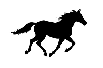 A horse galloping flat vector design silhouette illustration on white background 06
