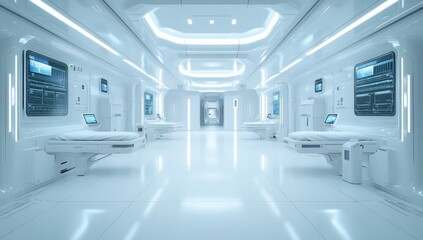 Obraz premium Futuristic Hospital Corridor