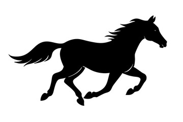 Fototapeta premium A horse galloping flat vector design silhouette illustration on white background 03