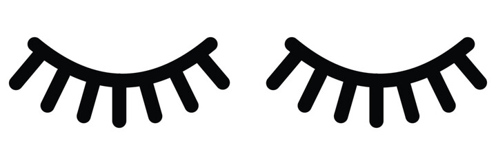 Cartoon eyelashes illustration. Cute eyelash icon. Mascara lash logo.