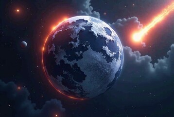 Fototapeta premium 3D World Globe - Deep Space Exploration