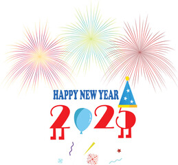 happy new year Celebration Text with Festive Gold Fireworks Collage in Night Sky