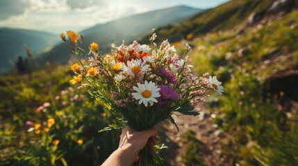 Obraz premium Wildflower Bouquet in Mountain Meadow