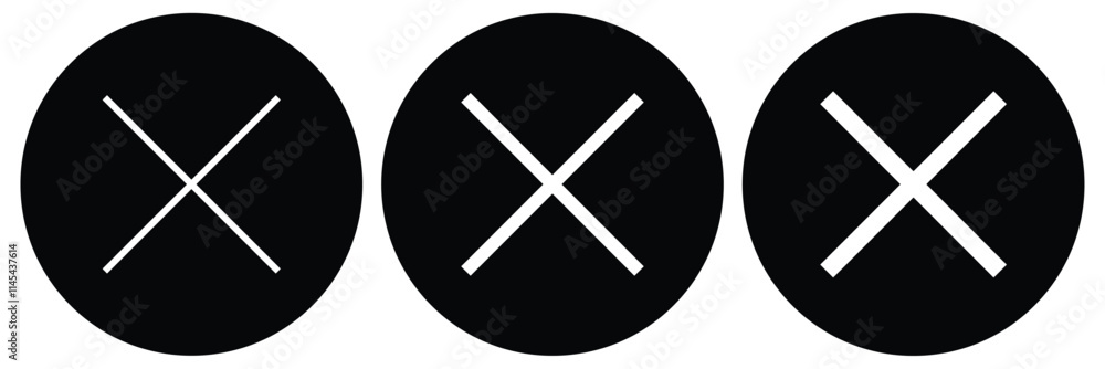 Poster cancel x vector icon. wrong icons. abstract hand-drawn no button for checkbox voting.