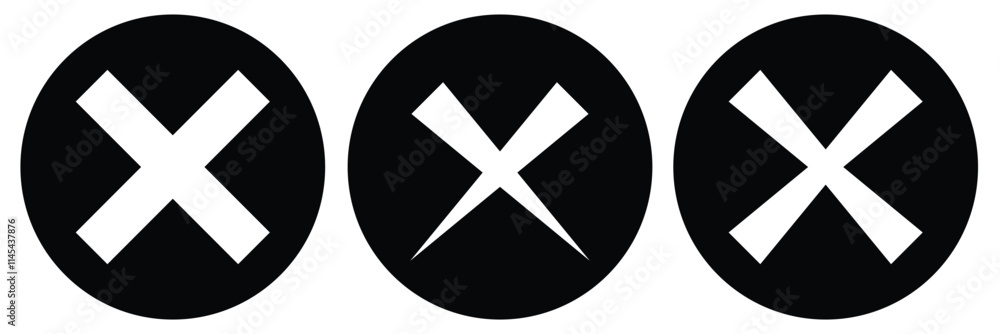 Poster cancel x vector icon. wrong icons. abstract hand-drawn no button for checkbox voting.