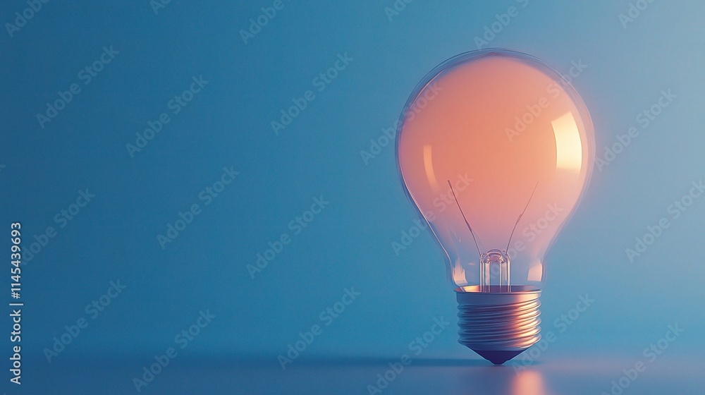 Poster glowing 3d rendered light bulb with innovative design and soft glow
