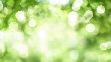 Obraz premium Bright green bokeh background with soft light creating serene atmosphere