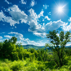 Obraz premium Vivid Landscape with Enhanced Blues and Greens through Perfect Color Correction Techniques