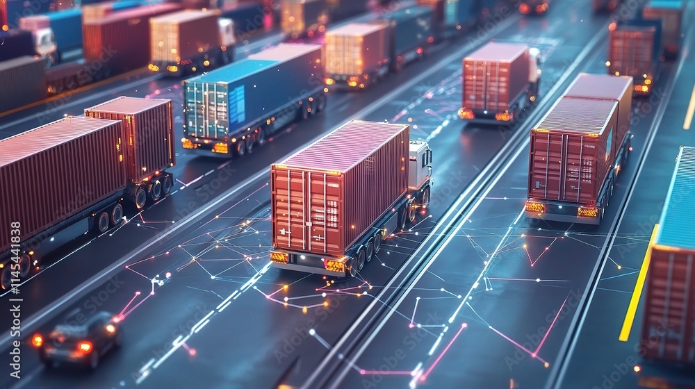 Poster global logistics network visualization with interconnected nodes