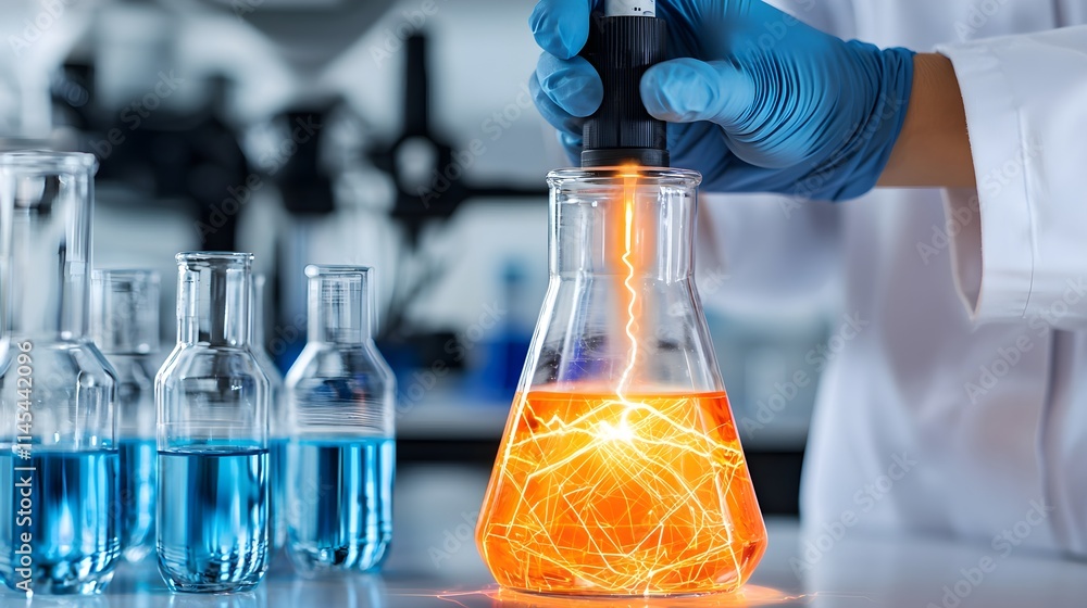 Poster electrifying science experiment in lab - abstract science