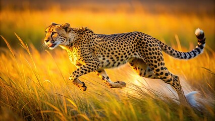 Fierce Cheetah Sprint - African Grassland Wildlife