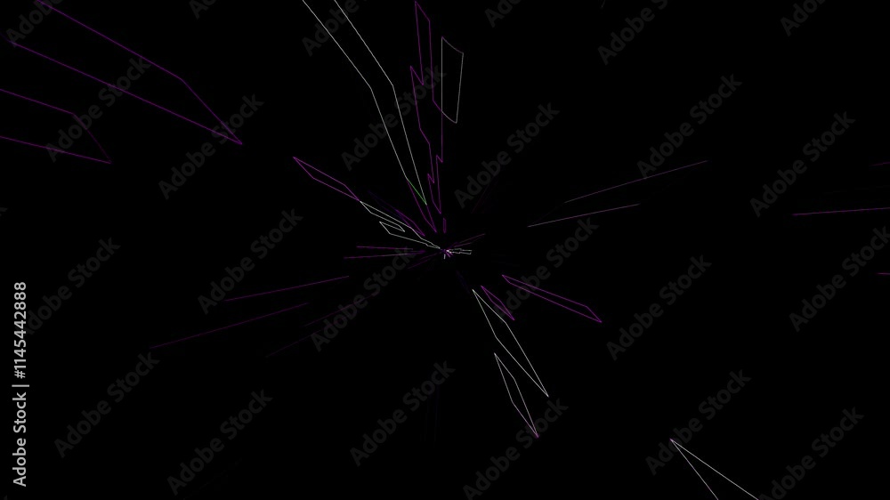 Aufkleber rectangle and triangle shapes animation on a dark background