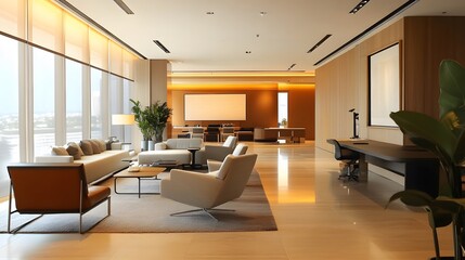 Modern office featuring only essential AI generated illustration