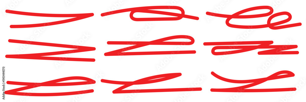 Poster swift crossed and wavy underlines. underline markers collection. vector illustration of scribble lin