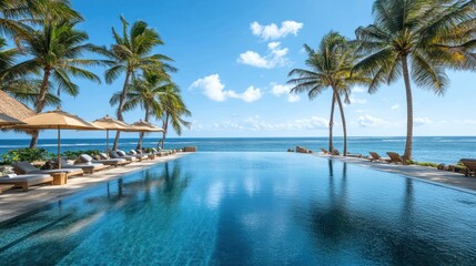 Fototapeta premium Tropical Resort Infinity Pool with Ocean View