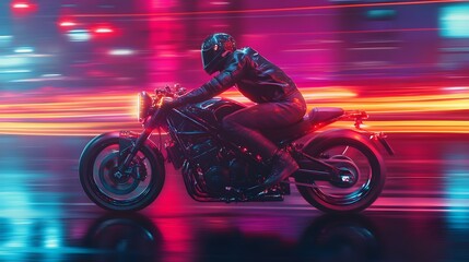 Motorcyclist revving the engine at AI generated illustration