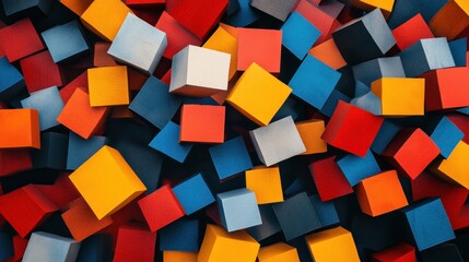 Abstract Colorful Cube Composition: A vibrant and dynamic display of multicolored cubes, creating a visually stimulating and energetic abstract artwork.
