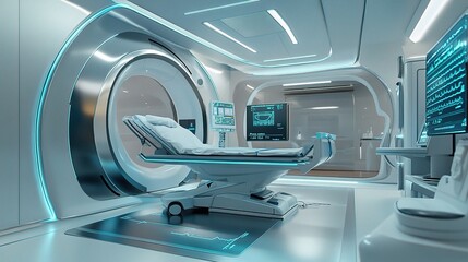 Advanced Technology in Modern Healthcare Environment with Patient Bed