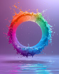 Rainbow Splash in a Circle Shape