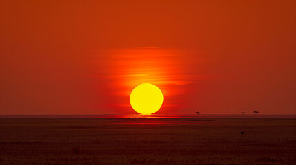 Obraz premium Vivid Sunset Over Water