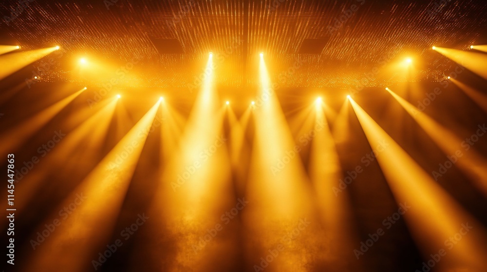 Poster dynamic golden rays illuminating a stadium with dramatic lighting