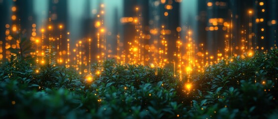 Obraz premium Enchanted forest glowing with ethereal lights.