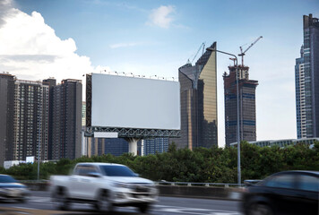 blank big billboard on highway in city town Bangkok