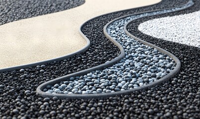 Fototapeta premium Abstract zen garden with wavy lines of pebbles.