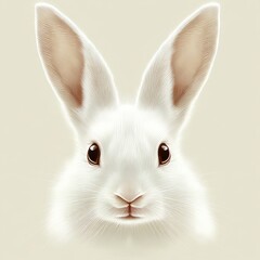 Obraz premium Adorable White Rabbit Closeup Portrait Soft Focus Fluffy Fur