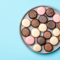 Assorted Chocolate and Cream Cookies on Plate