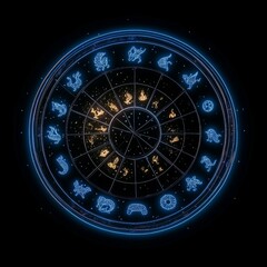 Celestial Zodiac Wheel Illuminated Constellations and Animals
