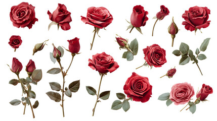 Romantic Rose Icons Collection: Classic Red and Pink Hues for Valentine's Themes
