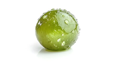 Wet green lime, mockup photo on a white background, close-up shot.. AI Generated