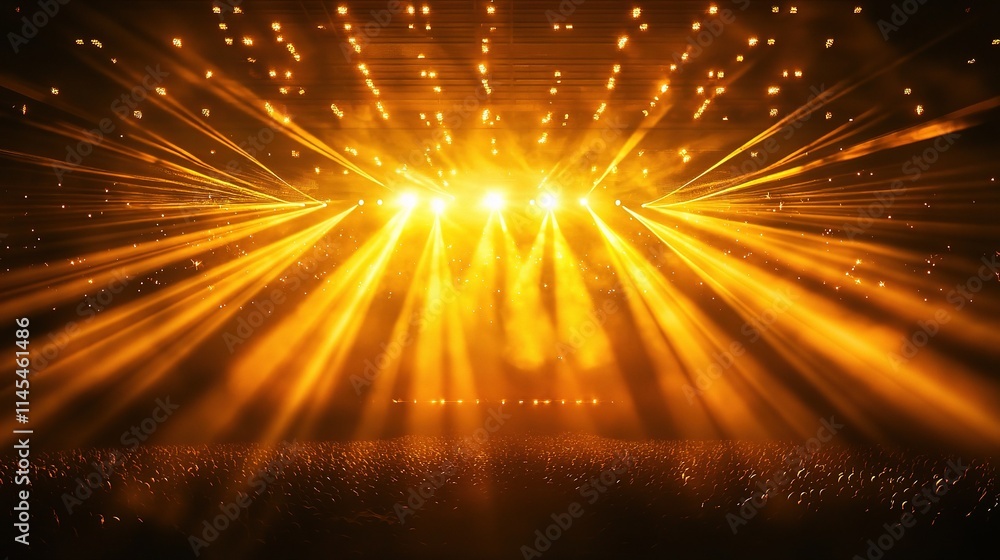 Aufkleber golden lights casting dynamic rays in stadium during event