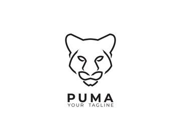 puma head logo design, simple and minimalist puma head logo design.