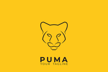 puma head logo design, simple and minimalist puma head logo design.