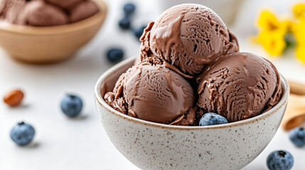 Homemade ice cream scoops in a bowl  
